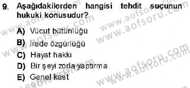 Ceza Hukuku Dersi 2013 - 2014 Yılı (Final) Dönem Sonu Sınav Soruları 9. Soru