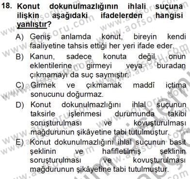 Ceza Hukuku Dersi 2013 - 2014 Yılı Tek Ders Sınav Soruları 18. Soru