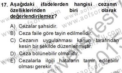 Ceza Hukuku Dersi 2014 - 2015 Yılı (Vize) Ara Sınav Soruları 17. Soru