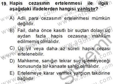 Ceza Hukuku Dersi Ara Sınavı Deneme Sınav Soruları 19. Soru