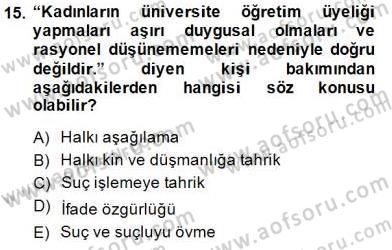 Ceza Hukuku Dersi 2014 - 2015 Yılı (Final) Dönem Sonu Sınav Soruları 15. Soru