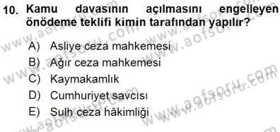 Ceza Hukuku Dersi 2015 - 2016 Yılı (Vize) Ara Sınav Soruları 10. Soru