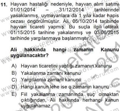 Ceza Hukuku Dersi 2015 - 2016 Yılı (Vize) Ara Sınav Soruları 11. Soru