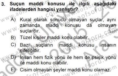Ceza Hukuku Dersi 2015 - 2016 Yılı (Vize) Ara Sınavı 3. Soru