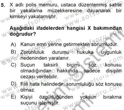 Ceza Hukuku Dersi Ara Sınavı Deneme Sınav Soruları 5. Soru