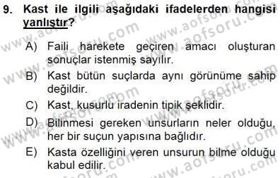 Ceza Hukuku Dersi 2015 - 2016 Yılı (Vize) Ara Sınav Soruları 9. Soru