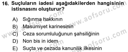 Ceza Hukuku Dersi 2016 - 2017 Yılı 3 Ders Sınav Soruları 16. Soru