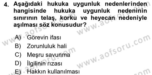 Ceza Hukuku Dersi 2016 - 2017 Yılı 3 Ders Sınav Soruları 4. Soru
