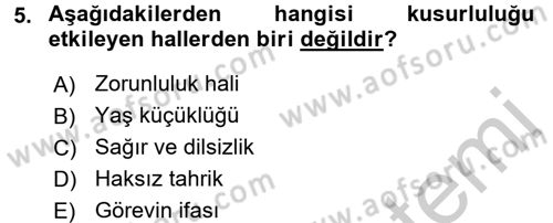Ceza Hukuku Dersi 2016 - 2017 Yılı 3 Ders Sınav Soruları 5. Soru