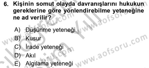 Ceza Hukuku Dersi 2016 - 2017 Yılı 3 Ders Sınav Soruları 6. Soru