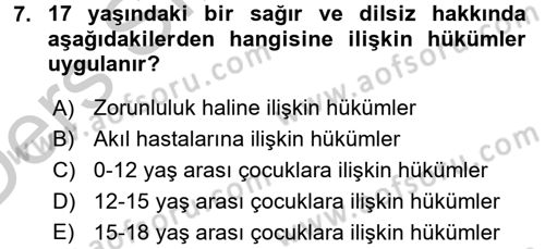 Ceza Hukuku Dersi 2016 - 2017 Yılı 3 Ders Sınav Soruları 7. Soru