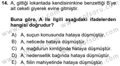 Ceza Hukuku Dersi Ara Sınavı Deneme Sınav Soruları 14. Soru