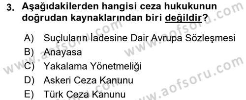 Ceza Hukuku Dersi 2016 - 2017 Yılı (Vize) Ara Sınav Soruları 3. Soru