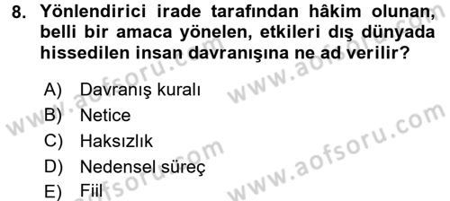Ceza Hukuku Dersi 2016 - 2017 Yılı (Vize) Ara Sınav Soruları 8. Soru