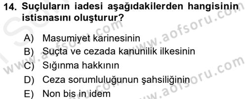 Ceza Hukuku Dersi 2016 - 2017 Yılı (Final) Dönem Sonu Sınav Soruları 14. Soru
