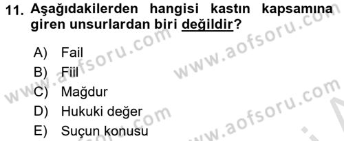 Ceza Hukuku Dersi Ara Sınavı Deneme Sınav Soruları 11. Soru
