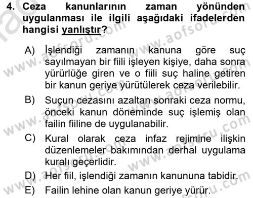 Ceza Hukuku Dersi 2017 - 2018 Yılı (Vize) Ara Sınav Soruları 4. Soru