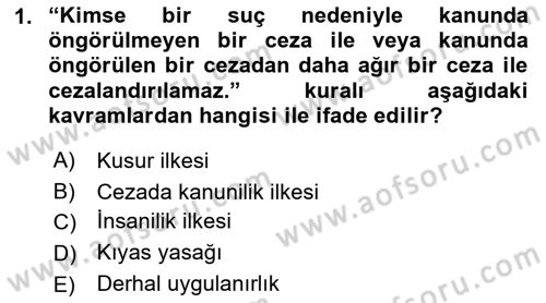Ceza Hukuku Dersi 2018 - 2019 Yılı 3 Ders Sınav Soruları 1. Soru