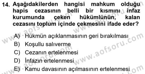 Ceza Hukuku Dersi 2018 - 2019 Yılı 3 Ders Sınav Soruları 14. Soru