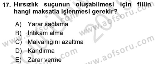 Ceza Hukuku Dersi 2018 - 2019 Yılı 3 Ders Sınav Soruları 17. Soru