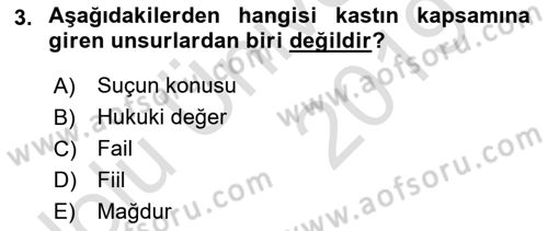 Ceza Hukuku Dersi 2018 - 2019 Yılı 3 Ders Sınav Soruları 3. Soru