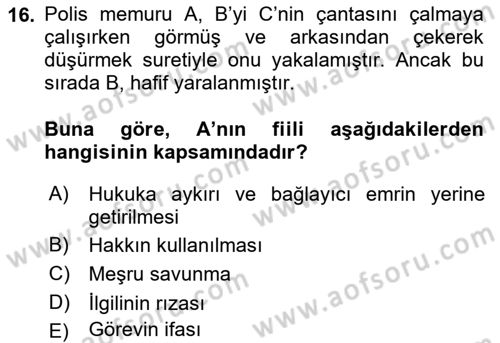 Ceza Hukuku Dersi Ara Sınavı Deneme Sınav Soruları 16. Soru