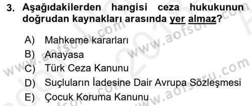 Ceza Hukuku Dersi 2018 - 2019 Yılı (Vize) Ara Sınav Soruları 3. Soru