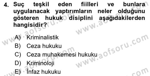 Ceza Hukuku Dersi 2018 - 2019 Yılı (Vize) Ara Sınav Soruları 4. Soru