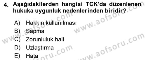 Ceza Hukuku Dersi 2018 - 2019 Yılı (Final) Dönem Sonu Sınav Soruları 4. Soru