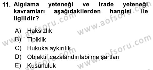 Ceza Hukuku Dersi 2018 - 2019 Yılı Yaz Okulu Sınav Soruları 11. Soru