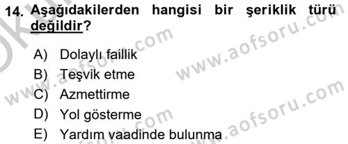 Ceza Hukuku Dersi 2018 - 2019 Yılı Yaz Okulu Sınav Soruları 14. Soru
