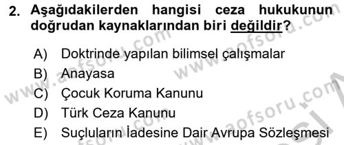 Ceza Hukuku Dersi 2018 - 2019 Yılı Yaz Okulu Sınav Soruları 2. Soru