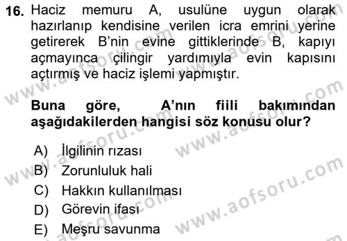 Ceza Hukuku Dersi 2019 - 2020 Yılı (Vize) Ara Sınav Soruları 16. Soru