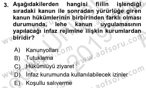 Ceza Hukuku Dersi 2019 - 2020 Yılı (Vize) Ara Sınav Soruları 3. Soru