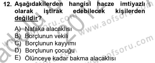 İcra İflas Hukuku Dersi 2012 - 2013 Yılı (Vize) Ara Sınav Soruları 12. Soru
