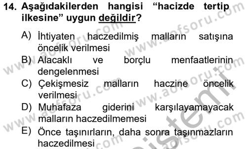 İcra İflas Hukuku Dersi 2012 - 2013 Yılı (Vize) Ara Sınav Soruları 14. Soru