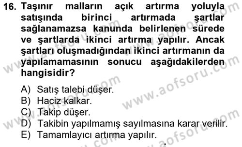 İcra İflas Hukuku Dersi 2012 - 2013 Yılı (Vize) Ara Sınav Soruları 16. Soru