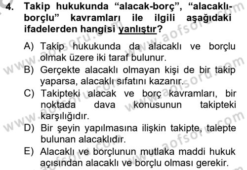 İcra İflas Hukuku Dersi 2012 - 2013 Yılı (Vize) Ara Sınav Soruları 4. Soru