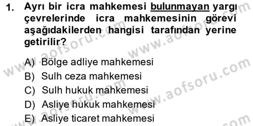 İcra İflas Hukuku Dersi 2013 - 2014 Yılı (Vize) Ara Sınav Soruları 1. Soru