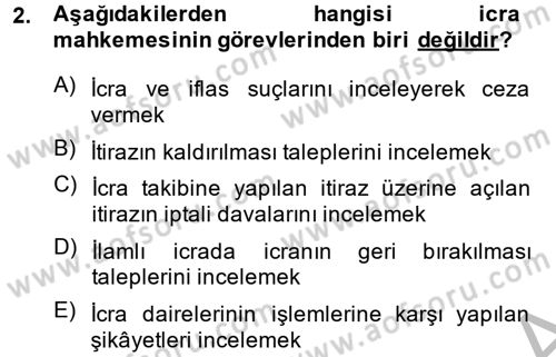 İcra İflas Hukuku Dersi 2013 - 2014 Yılı (Vize) Ara Sınav Soruları 2. Soru