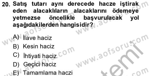 İcra İflas Hukuku Dersi 2013 - 2014 Yılı (Vize) Ara Sınav Soruları 20. Soru