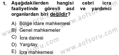 İcra İflas Hukuku Dersi 2013 - 2014 Yılı (Final) Dönem Sonu Sınav Soruları 1. Soru