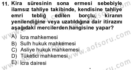 İcra İflas Hukuku Dersi 2013 - 2014 Yılı Tek Ders Sınav Soruları 11. Soru