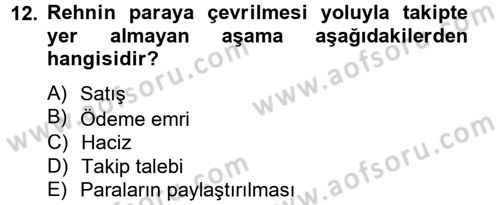 İcra İflas Hukuku Dersi 2013 - 2014 Yılı Tek Ders Sınav Soruları 12. Soru