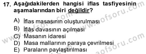 İcra İflas Hukuku Dersi 2013 - 2014 Yılı Tek Ders Sınav Soruları 17. Soru