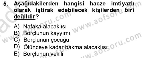 İcra İflas Hukuku Dersi 2013 - 2014 Yılı Tek Ders Sınav Soruları 5. Soru