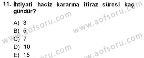 İcra İflas Hukuku Dersi 2014 - 2015 Yılı (Vize) Ara Sınav Soruları 11. Soru
