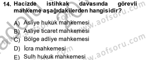 İcra İflas Hukuku Dersi 2014 - 2015 Yılı (Vize) Ara Sınav Soruları 14. Soru