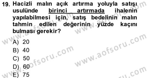 İcra İflas Hukuku Dersi 2014 - 2015 Yılı (Vize) Ara Sınav Soruları 19. Soru
