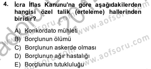 İcra İflas Hukuku Dersi 2014 - 2015 Yılı (Vize) Ara Sınav Soruları 4. Soru